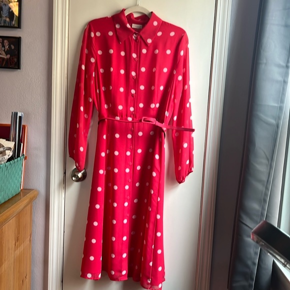 Eva Mendes by New York & Company Dress - Hot Pink with white polka dots - Picture 1 of 16